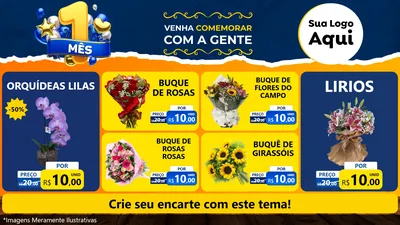 Modelo de TV para TV Horizontal com o tema Um Mês de Aniversário para Floricultura e jardim