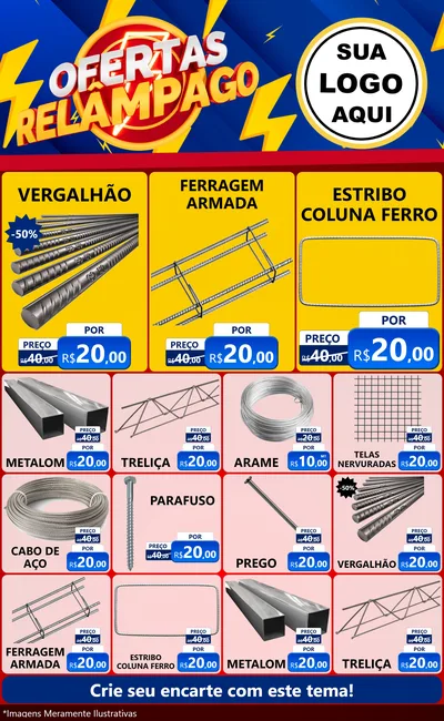 Modelo de Encarte para Encarte Grande com o tema Ofertas Relâmpago para Ferragens