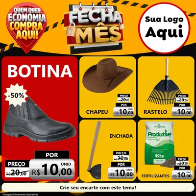 Modelo de Rede Social para Feed Facebook com o tema Fecha Mês para Agropecuária