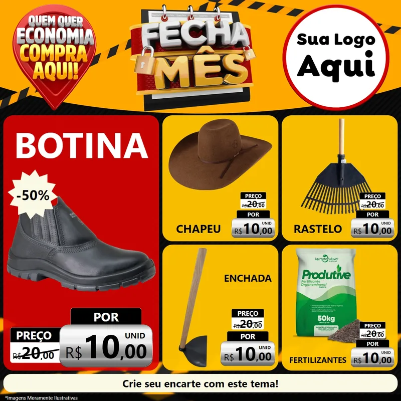 Modelo de Rede Social para Feed Facebook com o tema Fecha Mês para Agropecuária