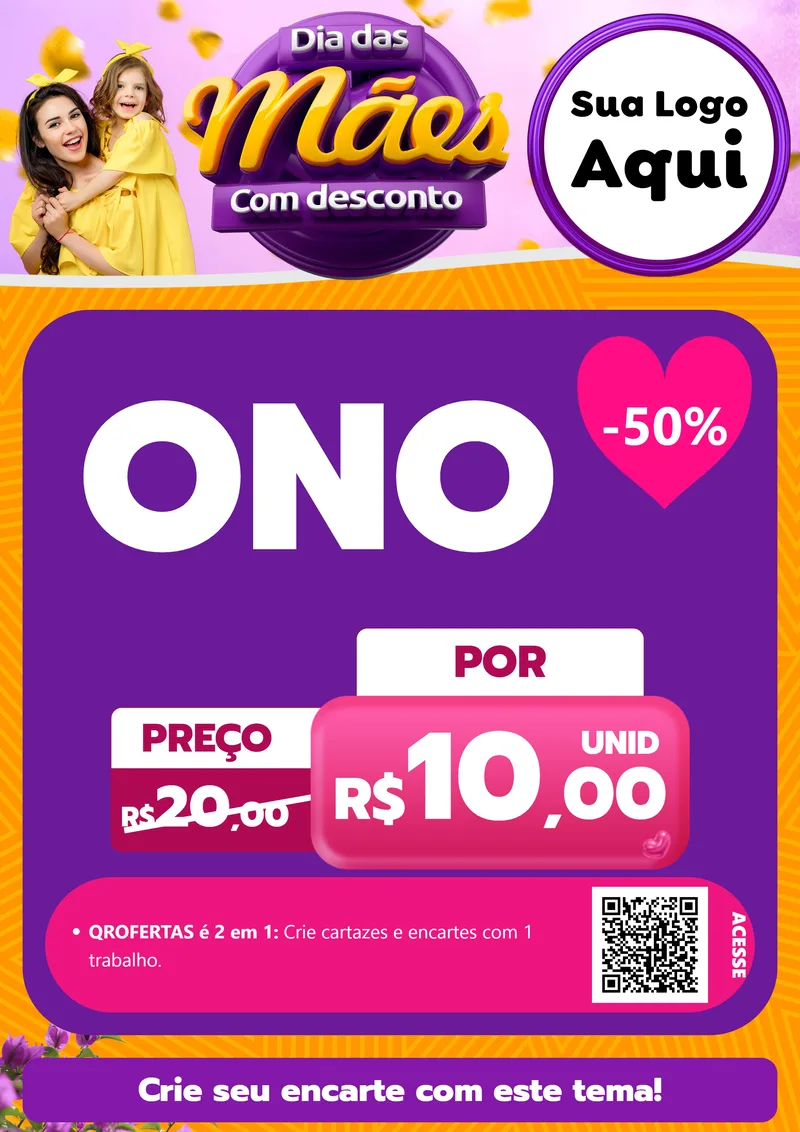 Modelo de Cartaz para Cartaz A4 Vertical com o tema Dia das Mães com Desconto para Óticas