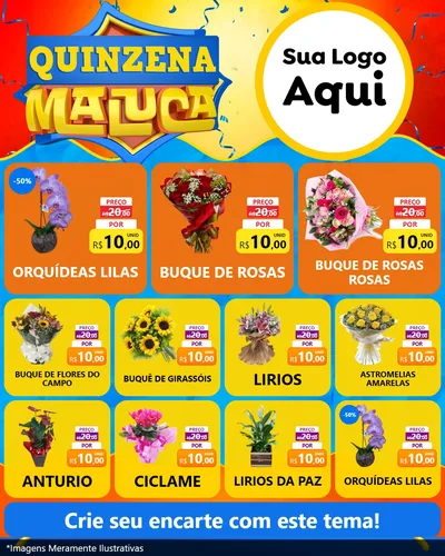 Modelo de Rede Social para Feed Instagram com o tema Quinzena Maluca para Floricultura e jardim