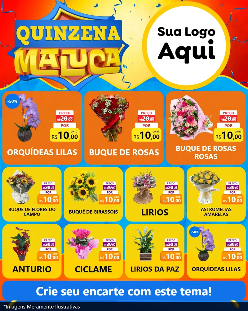 Modelo de Rede Social para Feed Instagram com o tema Quinzena Maluca para Floricultura e jardim