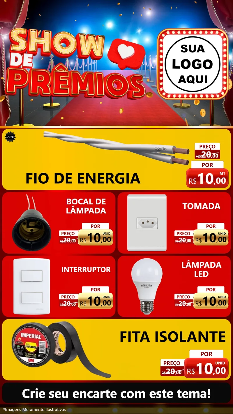 Modelo de TV para TV Vertical com o tema Show de Prêmios para Materiais Elétricos