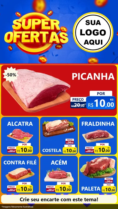 Modelo de Rede Social para Stories com o tema Super Ofertas para Açougue
