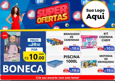 Modelo de Encarte para Encarte A4 Horizontal com o tema Super Ofertas para Brinquedos