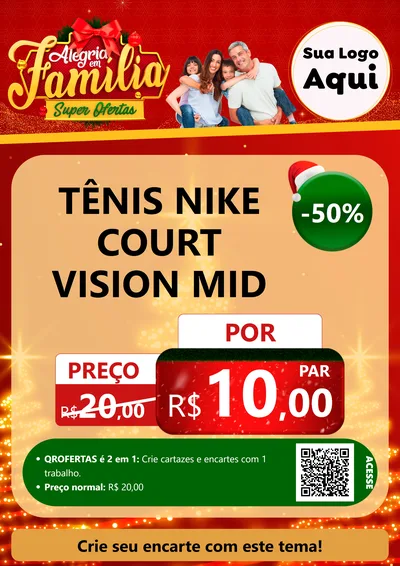 Modelo de Cartaz para Cartaz A4 Vertical com o tema Alegria em Família Super Ofertas - Natal para Calçados
