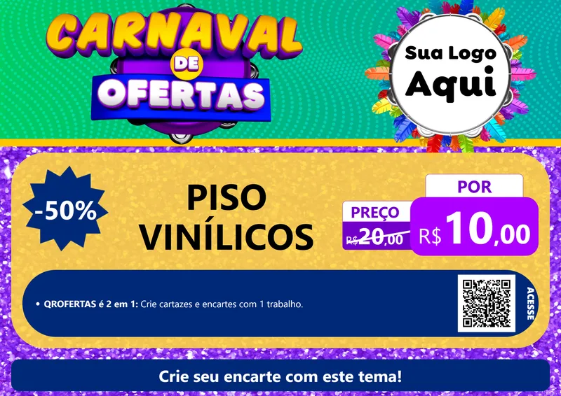 Modelo de Cartaz para Cartaz A4 Horizontal com o tema Carnaval de Ofertas para Material para Construção