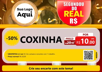 Modelo de Cartaz para Cartaz A4 Horizontal com o tema Segundou do Real para Salgadaria