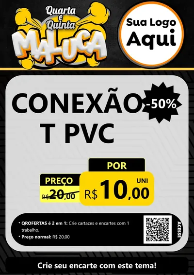 Modelo de Cartaz para Cartaz A4 Vertical com o tema Quarta e Quinta Maluca para Tubos e conexões