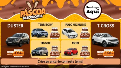 Modelo de TV para TV Horizontal com o tema Páscoa da Economia para Concessionaria de Carros