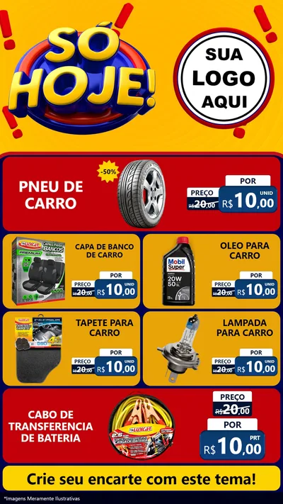 Modelo de TV para TV Vertical com o tema Só Hoje! para Auto peças