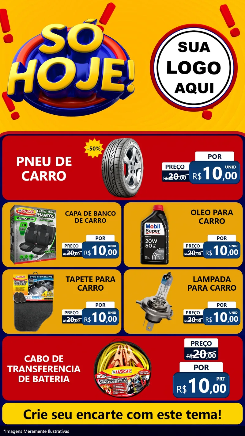 Modelo de TV para TV Vertical com o tema Só Hoje! para Auto peças