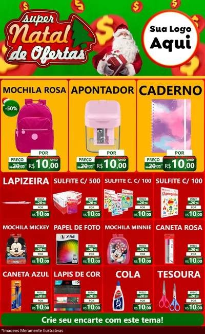 Modelo de Encarte para Encarte Grande com o tema Super Natal de Ofertas para Papelaria