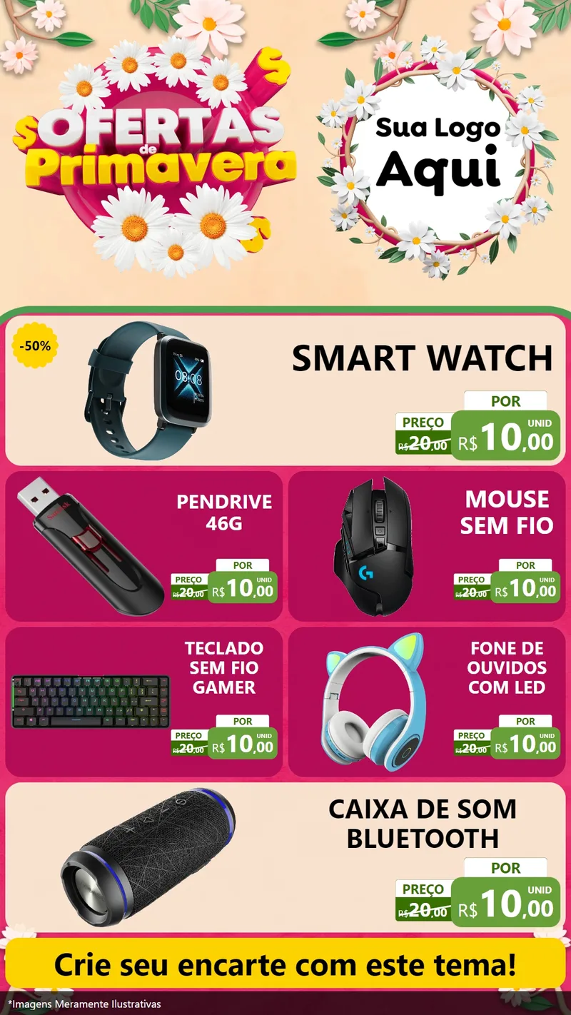 Modelo de TV para TV Vertical com o tema Ofertas de Primavera para Informática