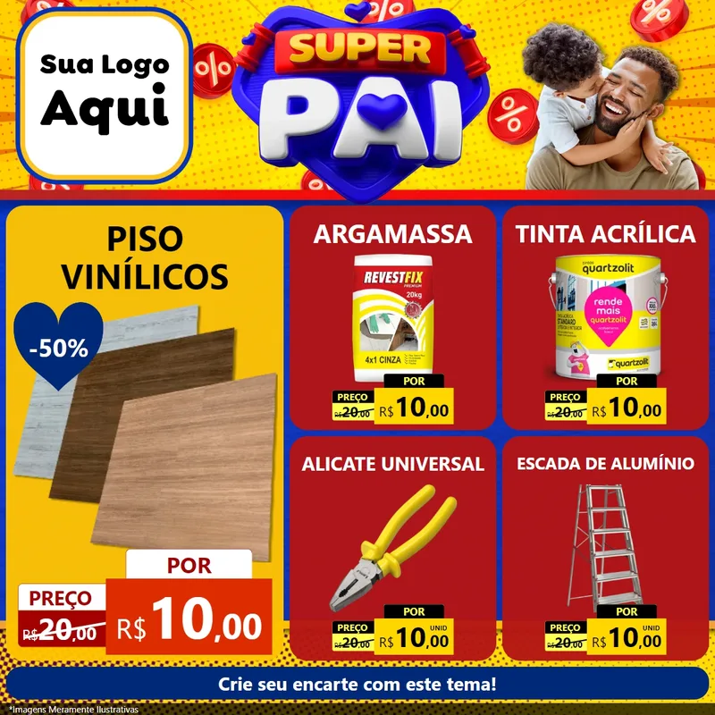 Modelo de Rede Social para Feed Facebook com o tema Super Pai para Material para Construção