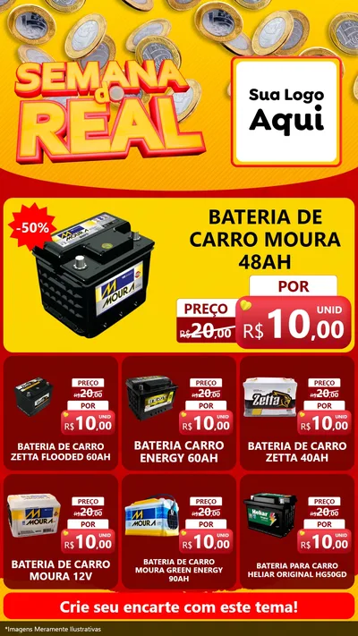 Modelo de Rede Social para Stories com o tema Semana do Real para Baterias Elétricas