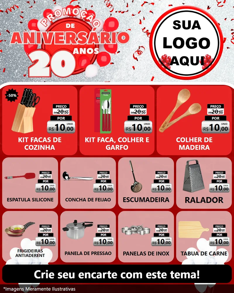 Modelo de Rede Social para Feed Instagram com o tema Promoção de Aniversário - 20 Anos para Utilidades Domésticas