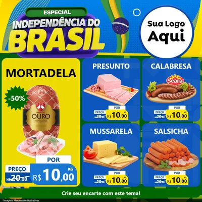 Modelo de Rede Social para Feed Facebook com o tema Especial Independência do Brasil para Frios e Laticínios