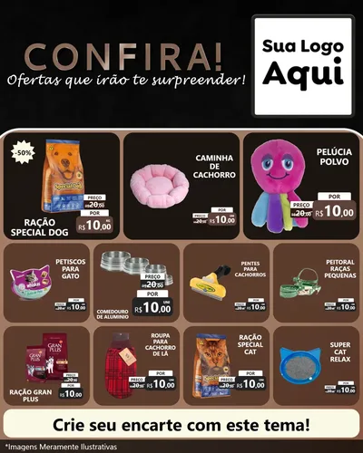 Modelo de Rede Social para Feed Instagram com o tema Confira! Ofertas que irão te surpreender! para Pet Shop