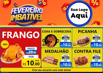 Modelo de Encarte para Encarte A4 Horizontal com o tema Fevereiro Imbatível para Assados