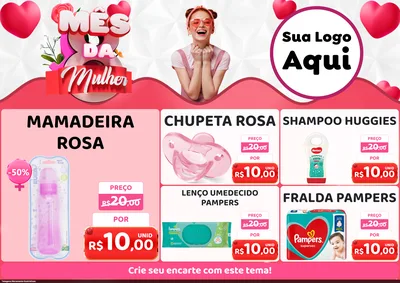 Modelo de Encarte para Encarte A4 Horizontal com o tema Mês da Mulher para Bebês