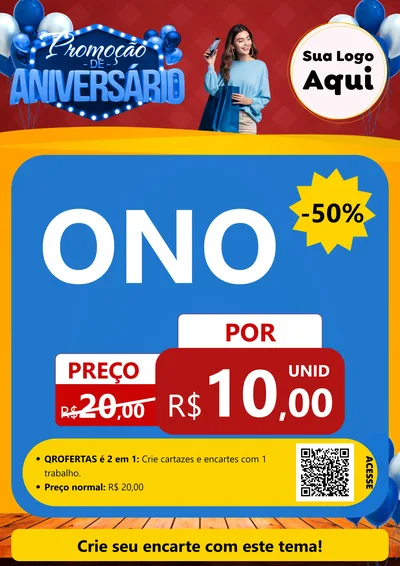 Modelo de Cartaz para Cartaz A4 Vertical com o tema Promoção de Aniversário para Óticas