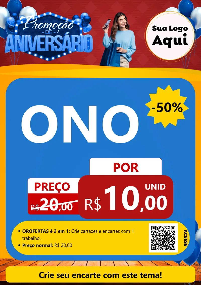 Modelo de Cartaz para Cartaz A4 Vertical com o tema Promoção de Aniversário para Óticas