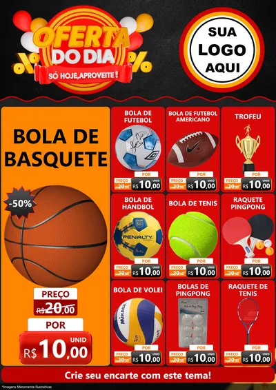 Modelo de Encarte para Encarte A4 Vertical com o tema Oferta do Dia - Só hoje, Aproveite! para Artigos Esportivos