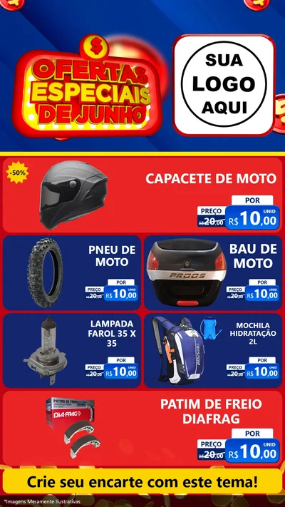 Modelo de TV para TV Vertical com o tema Ofertas Especiais de Junho para Moto peças