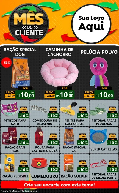 Modelo de Encarte para Encarte Grande com o tema Mês do Cliente para Pet Shop