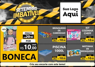 Modelo de Encarte para Encarte A4 Horizontal com o tema Setembro Imbatível para Brinquedos
