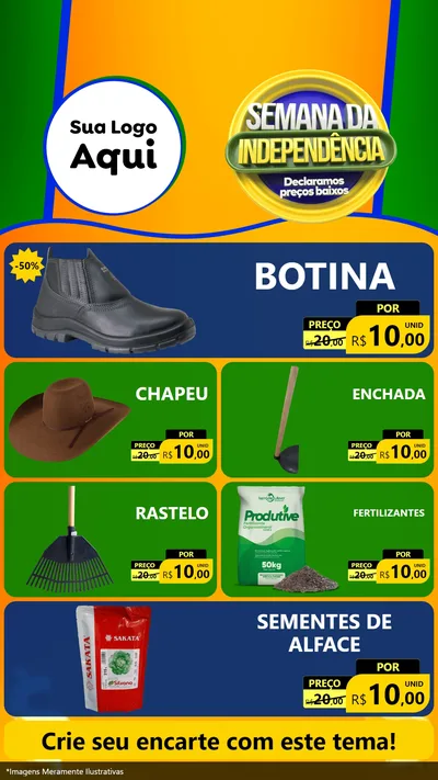 Modelo de TV para TV Vertical com o tema Semana da Independência Declaramos Preços Baixos para Agropecuária