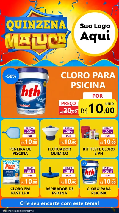Modelo de Rede Social para Stories com o tema Quinzena Maluca para Produtos para Piscina