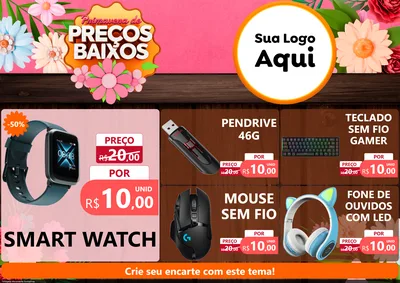 Modelo de Encarte para Encarte A4 Horizontal com o tema Primavera de Preços Baixos para Informática