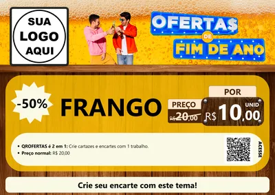 Modelo de Cartaz para Cartaz A4 Horizontal com o tema Ofertas de Fim de Ano para Assados