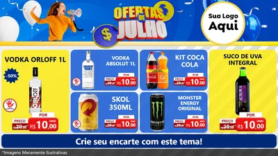 Modelo de TV para TV Horizontal com o tema Ofertas de Julho para Distribuidora de bebidas