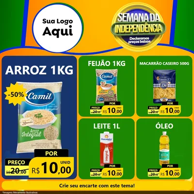 Modelo de Rede Social para Feed Facebook com o tema Semana da Independência Declaramos Preços Baixos para Supermercado