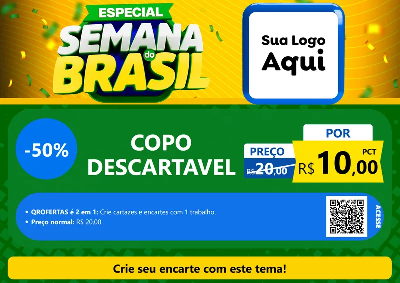Modelo de Cartaz para Cartaz A4 Horizontal com o tema Especial Semana do Brasil para Embalagens