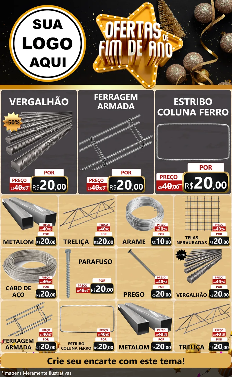 Modelo de Encarte para Encarte Grande com o tema Ofertas de Fim de Ano para Ferragens