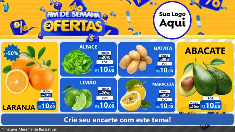 Modelo de TV para TV Horizontal com o tema Fim de Semana de Ofertas para Hortifrúti