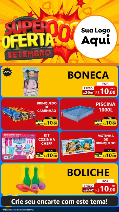 Modelo de TV para TV Vertical com o tema Super Oferta Setembro para Brinquedos