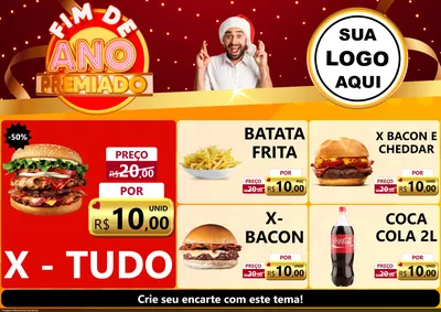 Modelo de Encarte para Encarte A4 Horizontal com o tema Fim de Ano Premiado para Hamburgueria