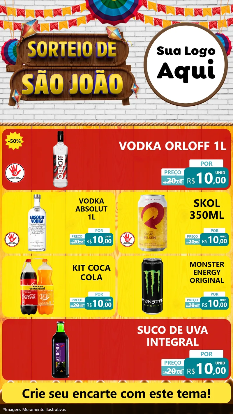Modelo de TV para TV Vertical com o tema Sorteio de São João para Distribuidora de bebidas