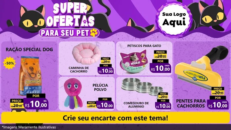 Modelo de TV para TV Horizontal com o tema Super Ofertas Para Seu Pet para Pet Shop