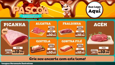 Modelo de TV para TV Horizontal com o tema Páscoa Fantástica para Açougue