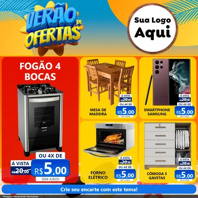 Modelo de Rede Social para Feed Facebook com o tema Verão de Ofertas para Móveis e Eletro