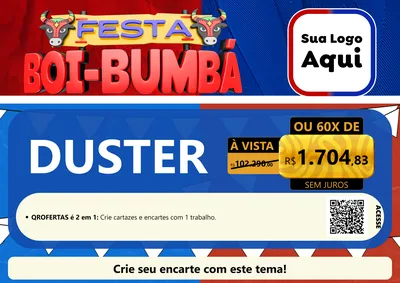 Modelo de Cartaz para Cartaz A4 Horizontal com o tema Festa Boi Bumbá para Concessionaria de Carros