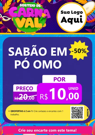 Modelo de Cartaz para Cartaz A4 Vertical com o tema Sorteio de Carnaval para Produtos de Limpeza