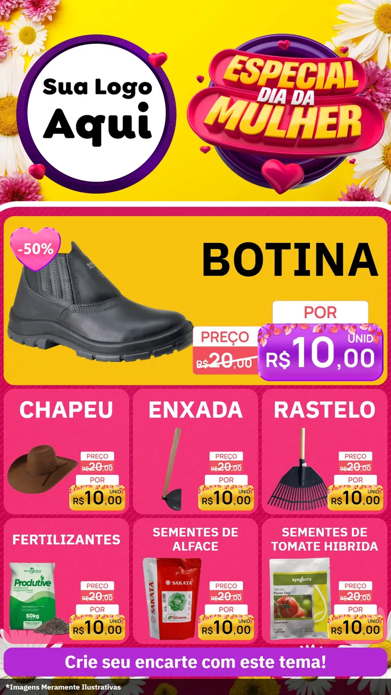 Modelo de Rede Social para Stories com o tema Especial Dia da Mulher para Agropecuária